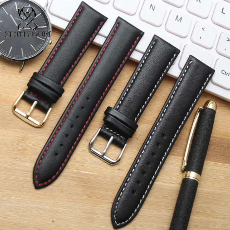 Plain calfskin strap handmade leather watchband 12 14 16 18 19 20 21 22 23 24mm stitched High Quality Universal leather bracelet
