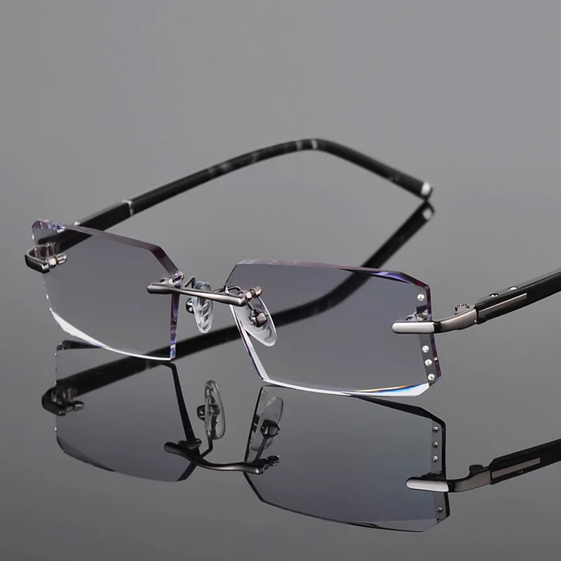 Reven Jate R58003 Alloy Rimless Diamond Cutting Man Glasses Frame Optical Prescription Eyeglasses Men Eyewear Fashion