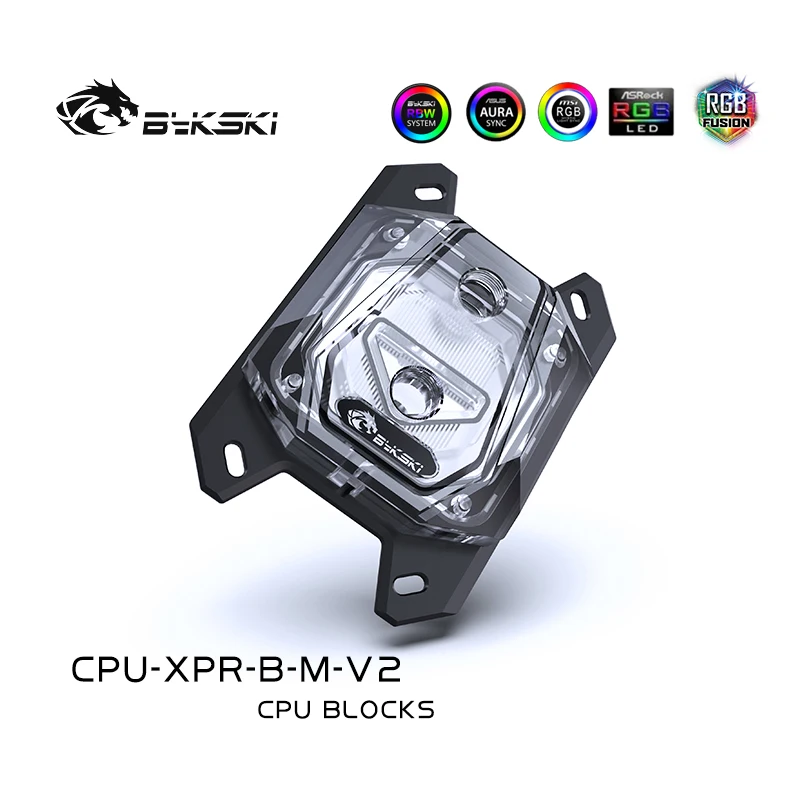 Bykski CPU-XPR-B-M-V2 pc processador de refrigeração água refrigerador cpu bloco água para amd ryzen3/5/7 x470 rgb micro canal acrílico 5v rgb