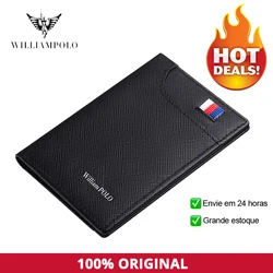 WILLIAMPOLO – portefeuille en cuir noir pour hommes, 6 porte-cartes, porte-monnaie de luxe pour cartes de crédit, petit porte-monnaie cadeau pour mari