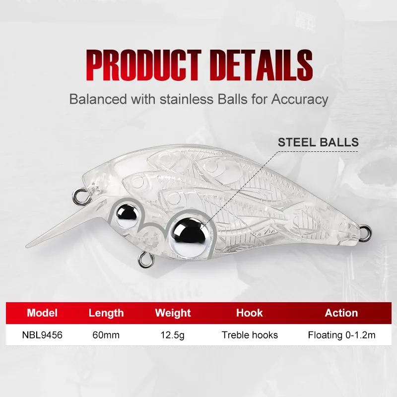 NOEBY Crankbait 60mm flotante – Señuelo para lubina y trucha - imagen 3