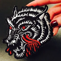 Wild Boar Black Animal Embroidered Patches Angry Horror Punk Patches Cute Applique Iron On Badge Craft Patch for Clothing