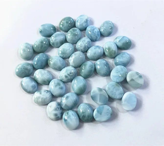 Genuine Larimar Cabochon 8x10mm Oval Shape Gemstone Loose Bead 2pcs/Lot Naural Stone Earring Rings Face Jewelry accessories