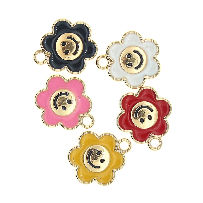 10pcst Cute Sun Flower Enamel Charms For Jewelry Making Crafting Earring Pendant Bracelet Necklace Accessories Diy Findings