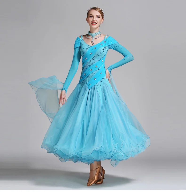 CACARE Vintage Standard Dance Dresses Ballroom Dance Competition Dresses Waltz Dress Flamenco D0411