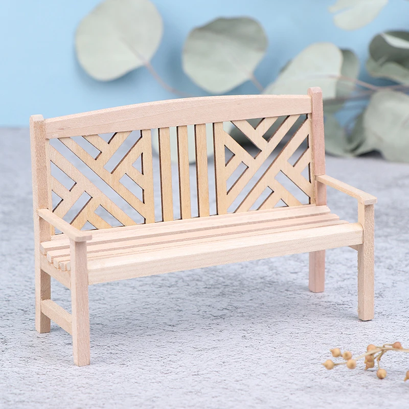 Mini banc décoratif de jardin, meubles de maison, chaise, tabouret, ornements, accessoires en bois, jouets de bricolage, 1 pièce