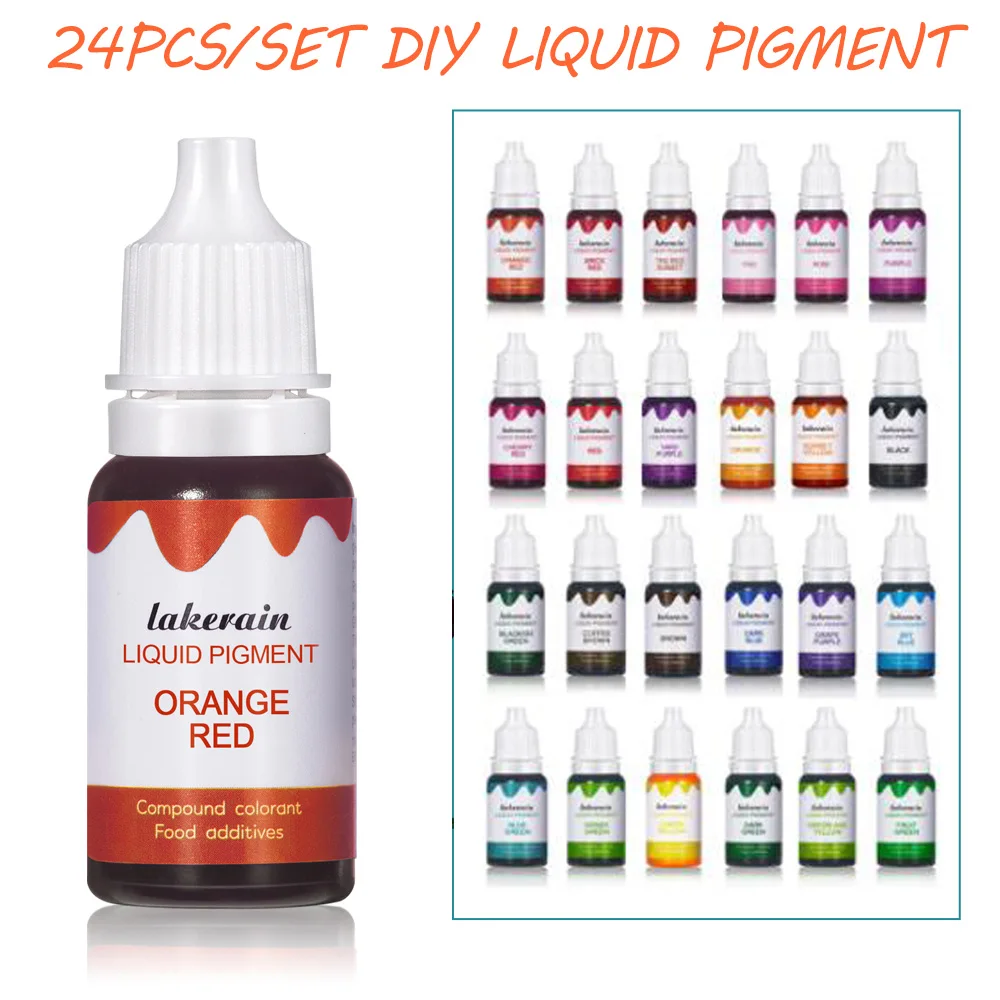 

24Color/Set Rendering Liquid Pigment for Lip Gloss DIY Lipgloss Base Epoxy Slime Candle Soap Making Wholesale DIY Tools