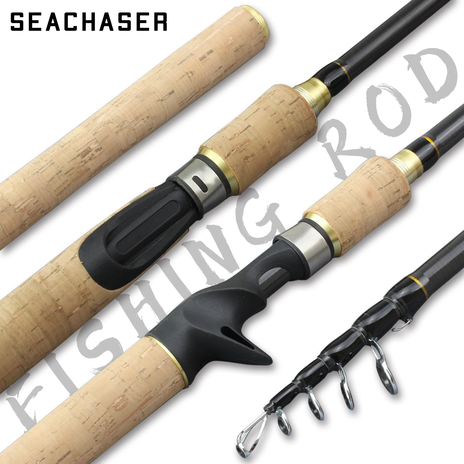 NEW 1.8M 2.1M 2.4M 2.7M Telescopic Fishing Rod Carbon Fiber Lengthen wooden handle Spinning Casting Rod Portable Trout Rod pesca