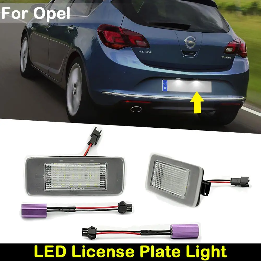 

LED License Plate Light For Opel Astra J Estate Zafira C Cadillac ATS Car Rear White Number Plate Lamp
