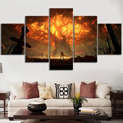 Video Game World of Warcraft 2 Poster 5 Piece Canvas Wall Arts HD Character Prints Living Room Picture Home Decor Unframed