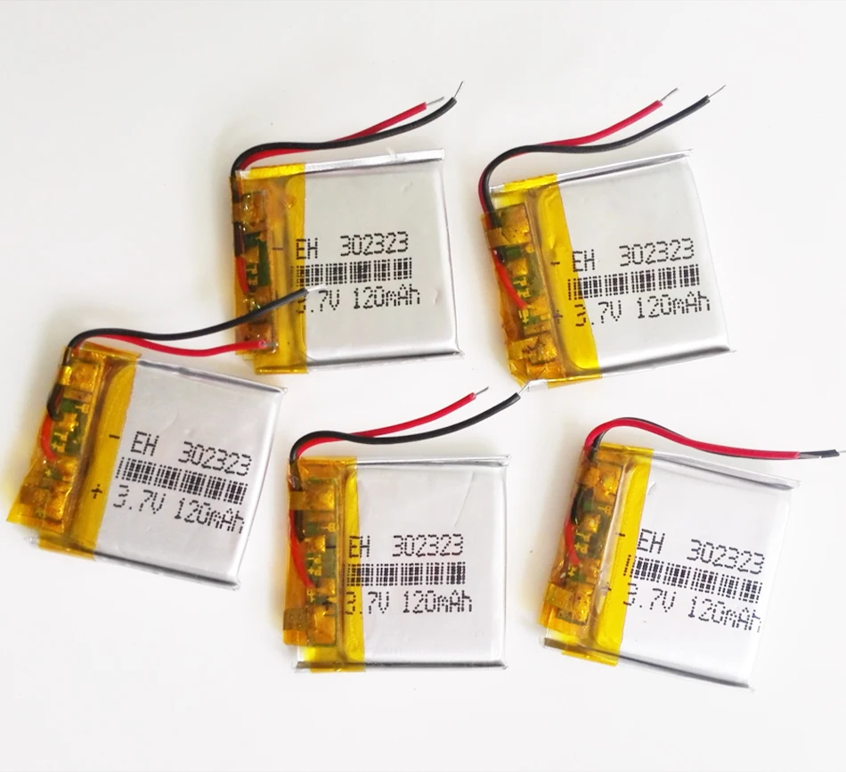 10 PCS 3.7V 120mAh Lithium Polymer LiPo Rechargeable Battery 302323 For Mp3 GPS Bluetooth Headphone Recorder Smart Watch Bracele