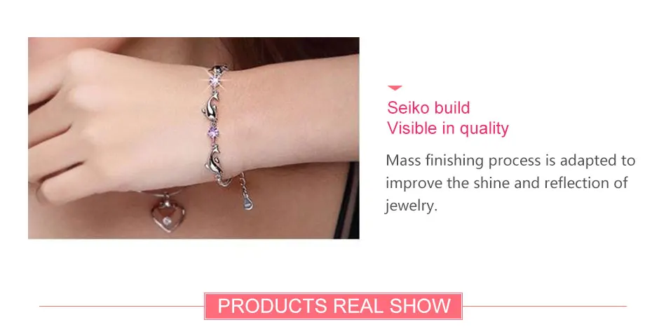 ZDADAN 925 Sterling Silber Kleiner Delfin Amethyst Charm Armband Kette für Damen Mode Party Schmuck Geschenk – Detail 3