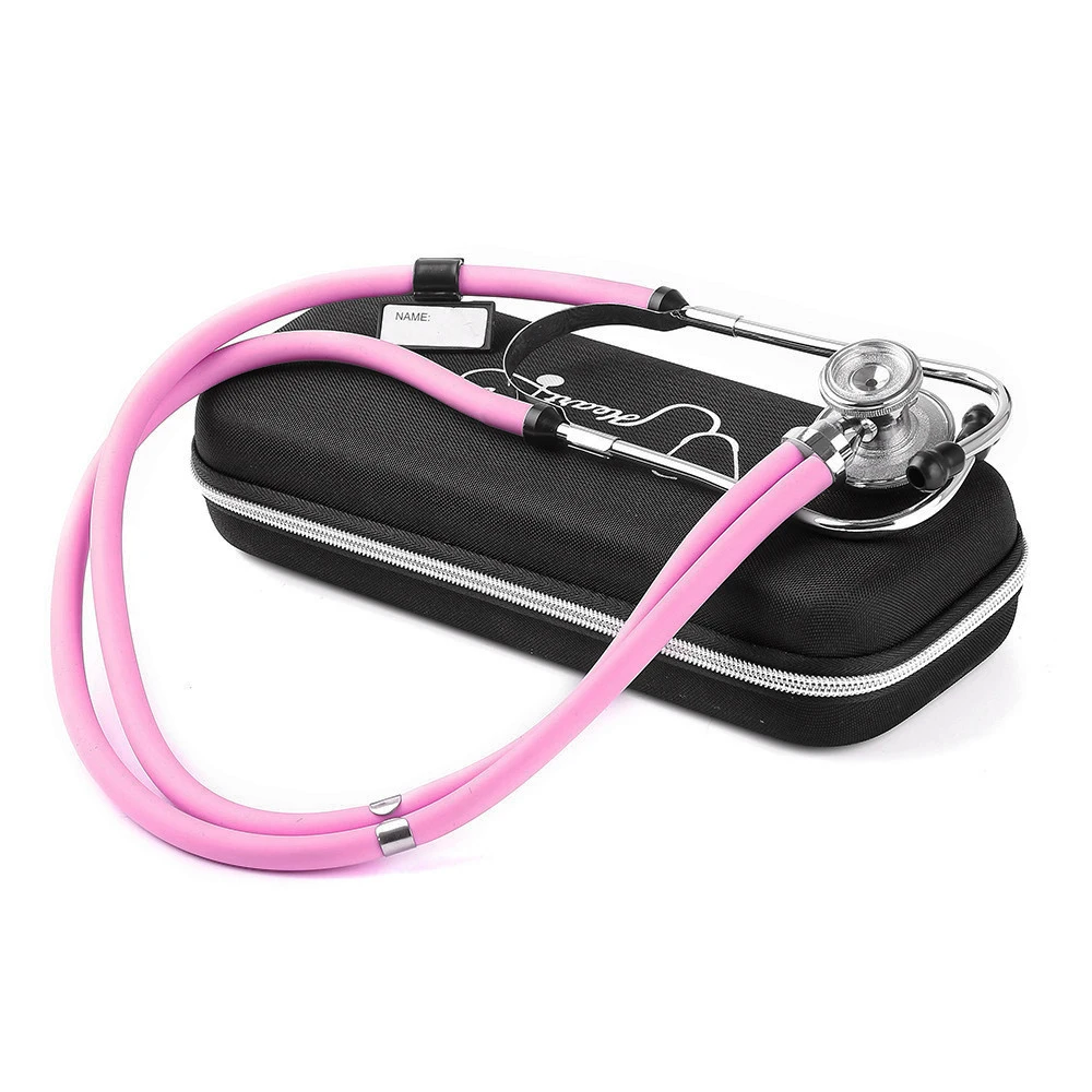 Pink Health Monitor Storage Accessory Package Kit with Medical Doctor Stethoscope Tuning Fork Reflex Hammer LED Penlight Tool