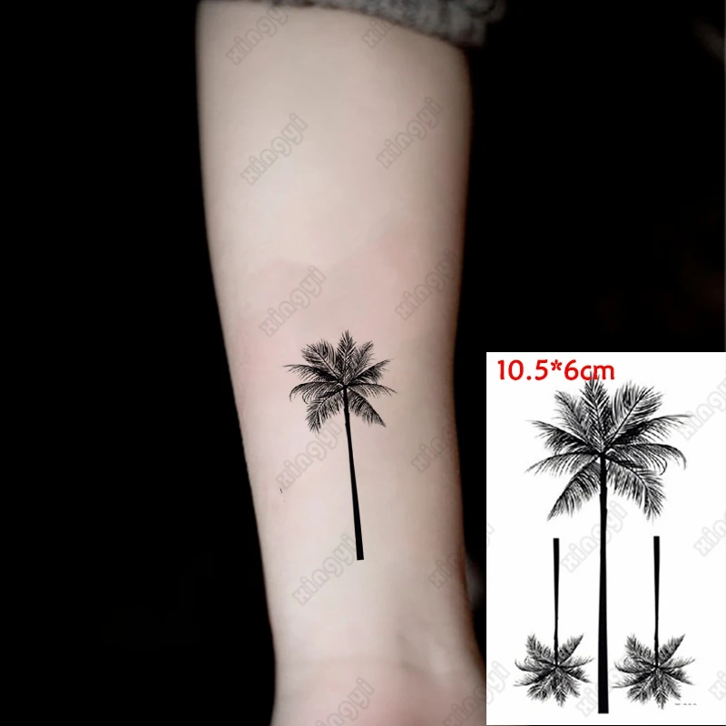 

Women Waterproof Temporary Tattoo Sticker Coconut Tree Flower Girls Tatoo Body Art Wrist Foot Water Transfer Flash Tatto Men