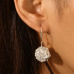 Hollow Ball Drop Earrings for Women Personality Adjustable Design Brincos Silver Color Earrings Fashion Jewelry Unusual Earrings