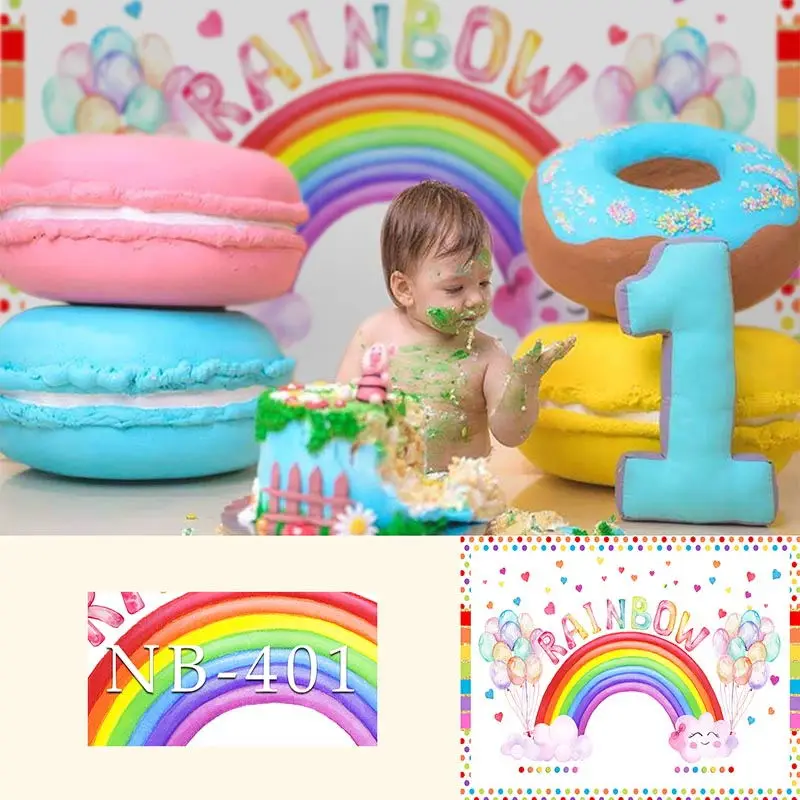 Mocsicka-Fond de photographie de nuage arc-en-ciel pour enfants, cabine de studio Smash Cake, accessoire photo pour nouveau-né, baby shower, 1er anniversaire