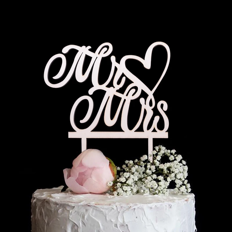 Rustic Wedding Decor Wooden Letter Mr&Mrs Love Just Married Cake Topper Bride Groom Wedding Engagement Party Decoration Supplies