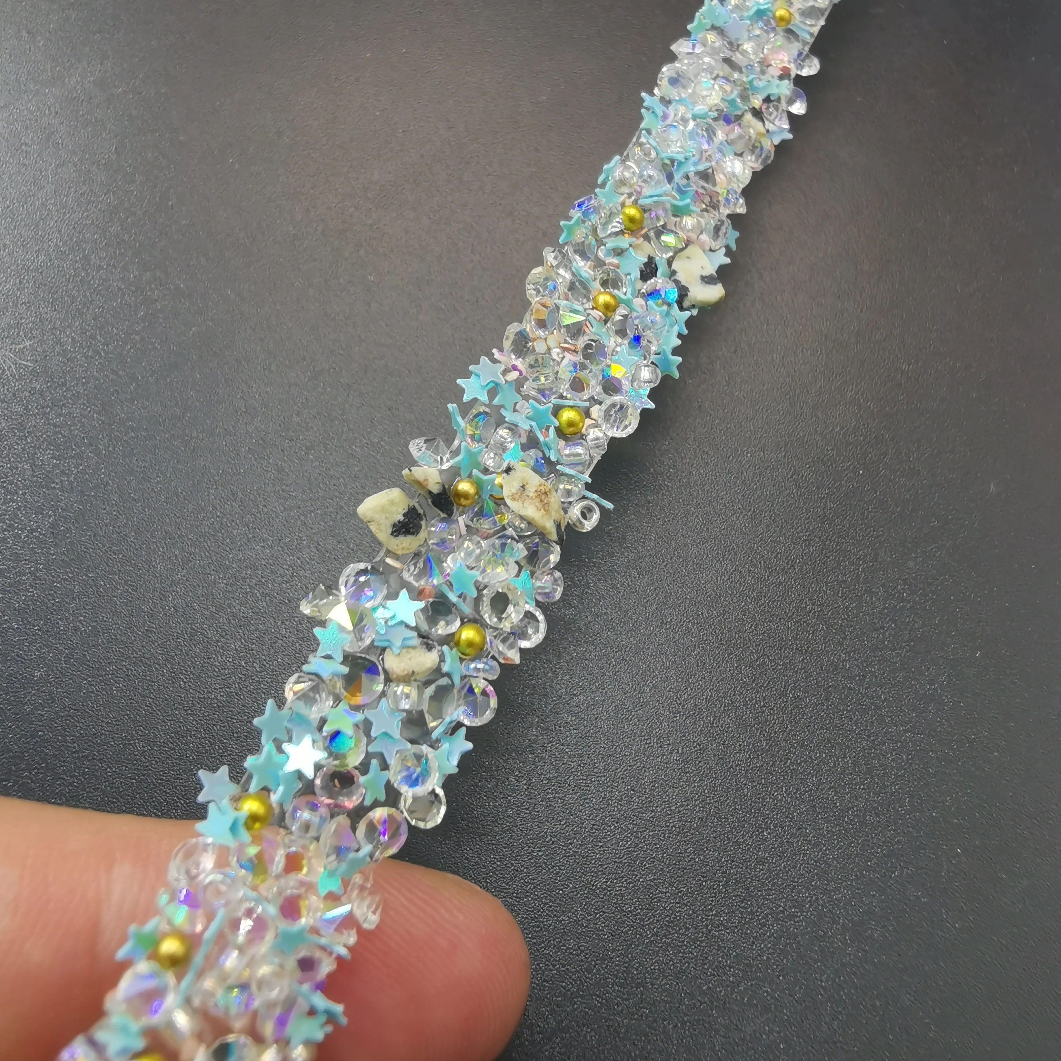 Sewing Trim Crystal Motif Strass Hot Fix Rhinestone Tape Applicator Ribbon With colorful stone Iron On Appliques For Dresses