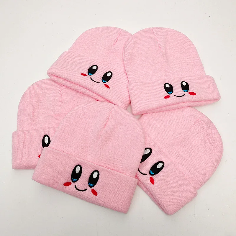 Knitted Beanies Hats Cartoon Cute Smiling Face Embroidery Cap for Autumn Winter Men Cap Warm Melon Cap Street Head Cap Women Hat