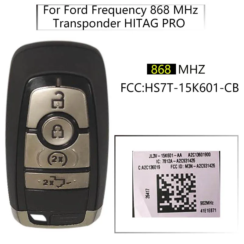 CN018123 4 Knop Originele Smart Afstandsbediening Sleutelhanger 868 Mhz Voor Ford Vervanging Keyless Entry Hitag Pro Chip Deel Geen HS7T-15K601-CB