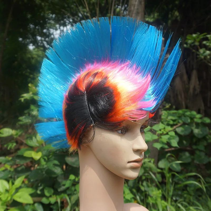 Funny Wigs Halloween Party Hats Dance Costume Props Headgear Rainbow Headdress Fluffy Fan Wear Clown Modeling