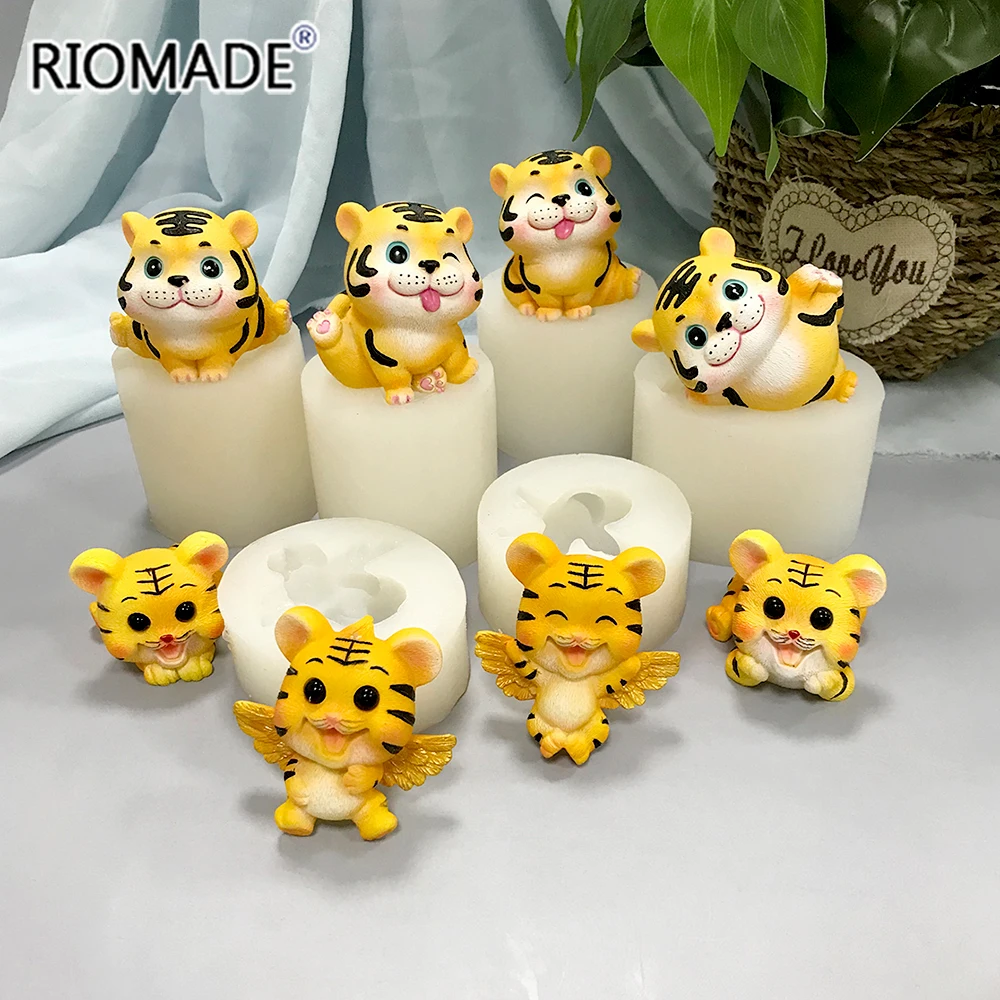 HOT New Year Cute Tiger Silicone Mold Chocolate Dessert Baking Fondant Cake Decorating Tools DIY Gypsum Ornaments Making Mould