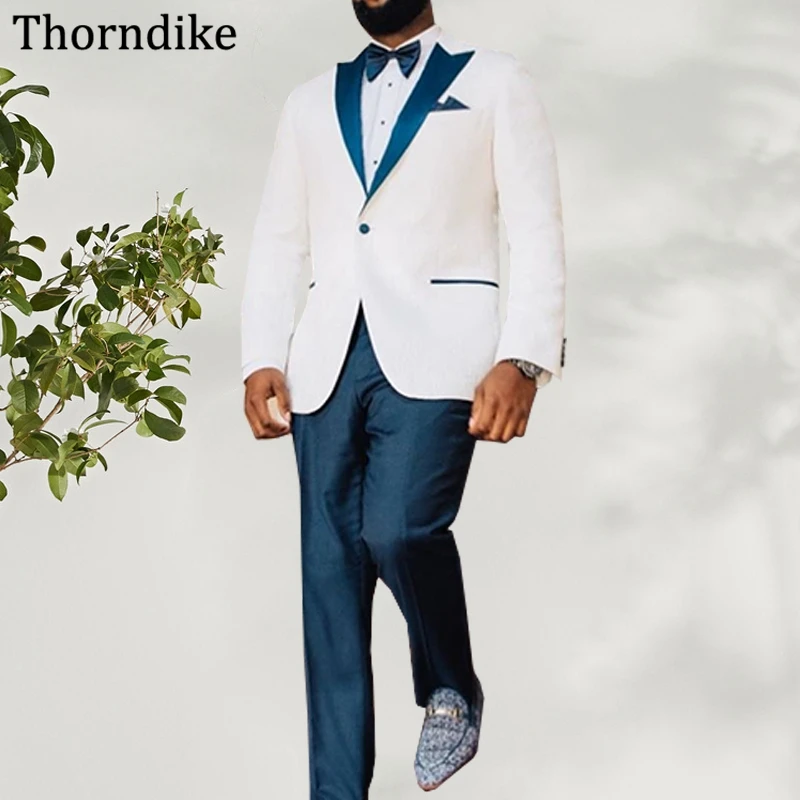 

Thorndike 2021 Wedding Suit For Men,Custom Made Peaked Lapel White Blazers With Pants Set,Casual Single Button Groomsmen Terno