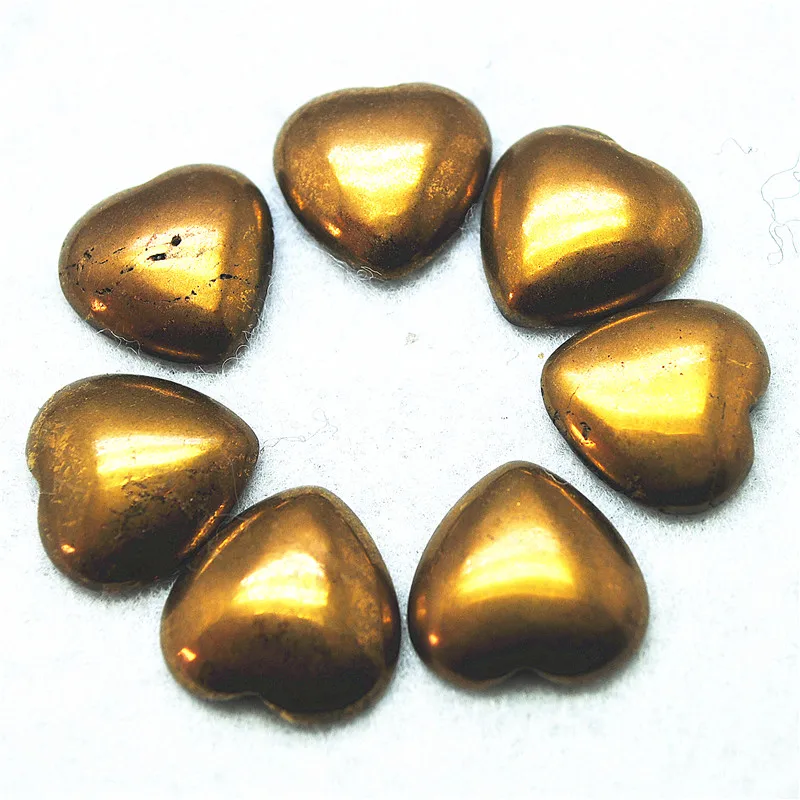 5PCS Nature Pyrite Stone Cabochons Heart Shape 20MM Beads Cabs No Hole DIY Jewelry Accessories Hot Sellings Faster Shippings