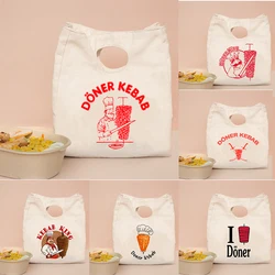 Doner Kebab Graphic printed Fresh Cooler Bags Portable Insulated Thermal Lunch Bags For Women picnic Bento Box Totes Food pouch