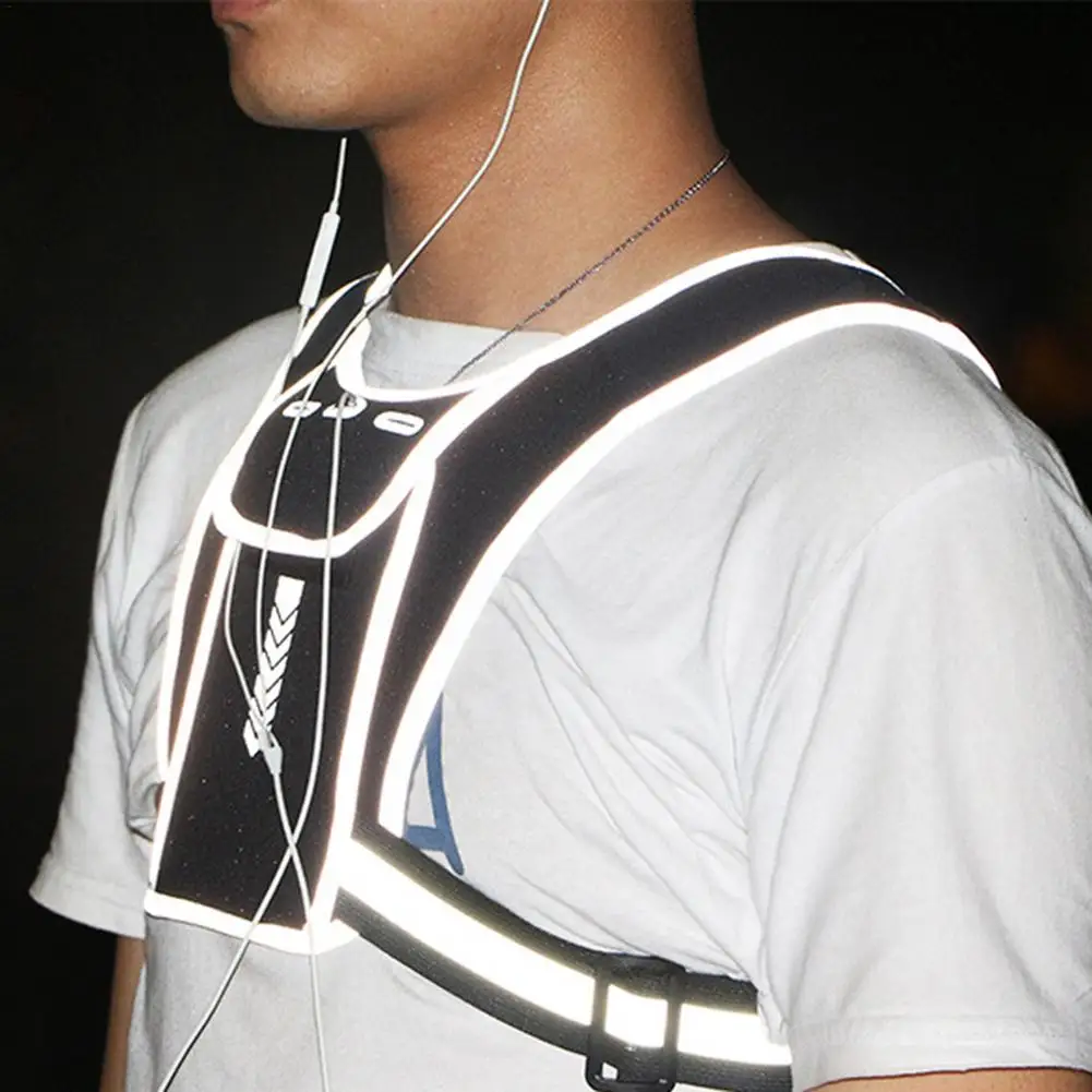 

Running Vest Sports Reflective Vest SBR Waist Bag Backpack With Phone Pocket Earphones Holes Vest For Jogging Cycling Accessory