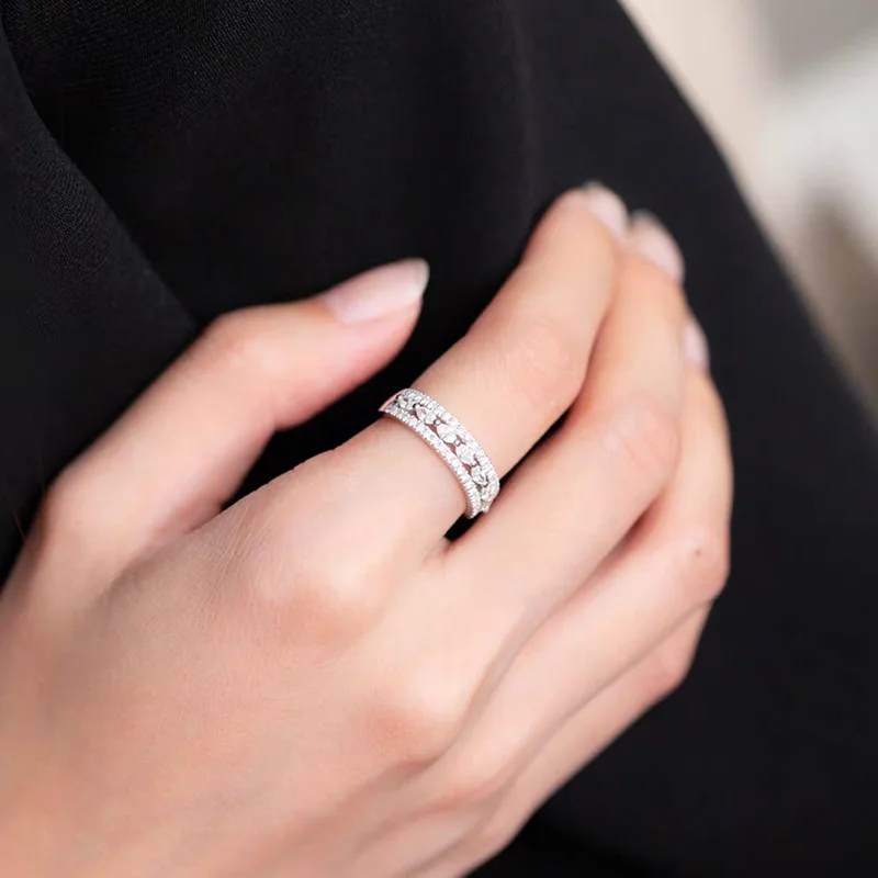 Huitan Fashion luksusowe obrączki damskie pierścionki na palce prosta konstrukcja kryształowa cyrkonia pierścionki zaręczynowe oświadczenie biżuteria — zdjęcie 7