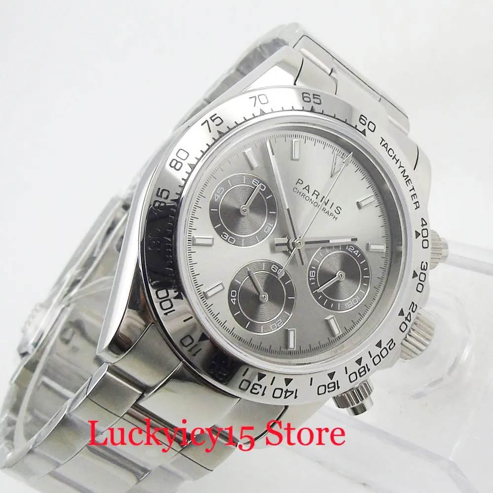 

PARNIS Dress High Quality 39mm Quartz Men's Watch With Chronograph Function Stainless Steel Band