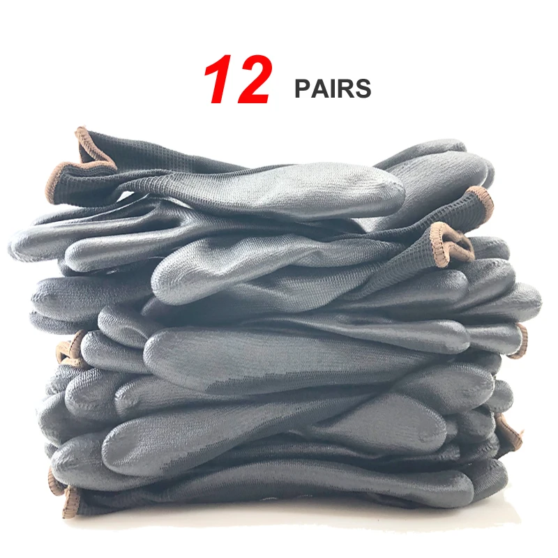 24 stück/12 Pairs Hohe Qualität Stricken Nylon PU Gummi Beschichtung Für Bauherren Angeln Garten Arbeit Nicht-slip arbeitsplatz Sicherheit Liefert