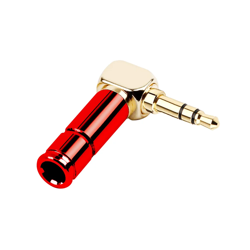 10pcs 3.5mm Jack Right Angle Earphone plug 3Pole Gold-plated Wire Connector Fit for 6mm Cable DIY Play Aluminum alloy tube