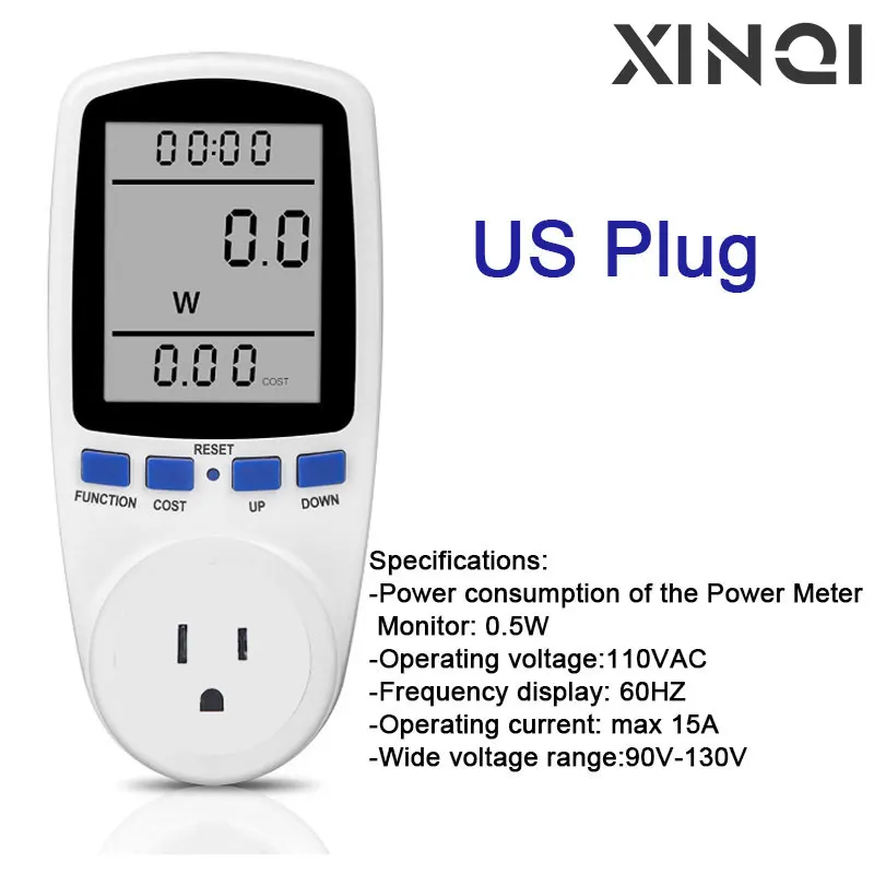 Electricity Usage Monitor Plug Power Meter Energy Watt Voltage Amps Meter with Digital LCD Display Modes for Energy Saving