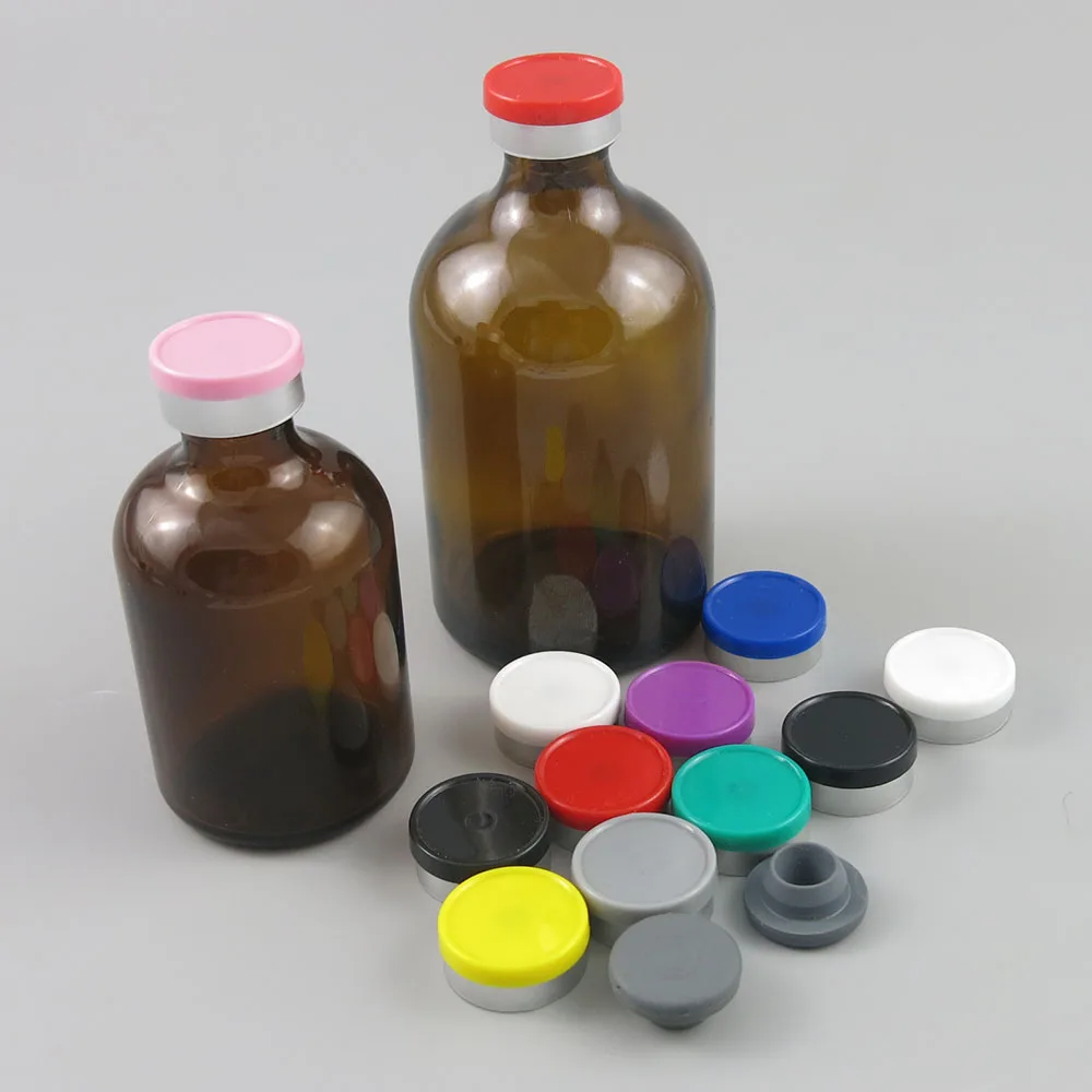 Pusta 100ML 50ML Bursztynowa szklana fiolka do wstrzykiwania z plastikową aluminiową nakrętką 100CC Brązowe szklane pojemniki na leki w płynie