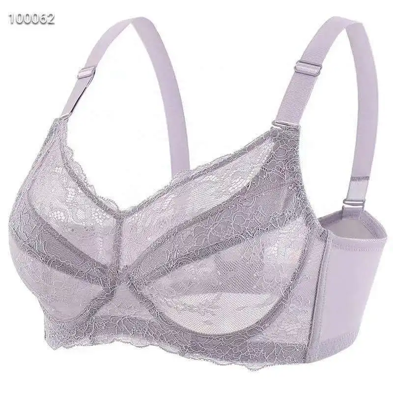 Sujetador Push Up de encaje ultrafino para Mujer, copa completa, talla grande, sujetador Sexy, 36, 38, 40, 42, 44, 46, 48, B, C, D, E, F, G, H