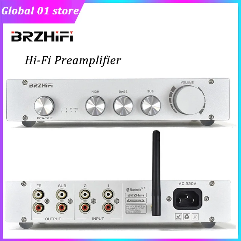 

BRZHIFI L1 Preamplifier Audio Amplifier Dual Op Amp HiFi Category A Amp Bluetooth Treble Bass Independent Tone Volume Control