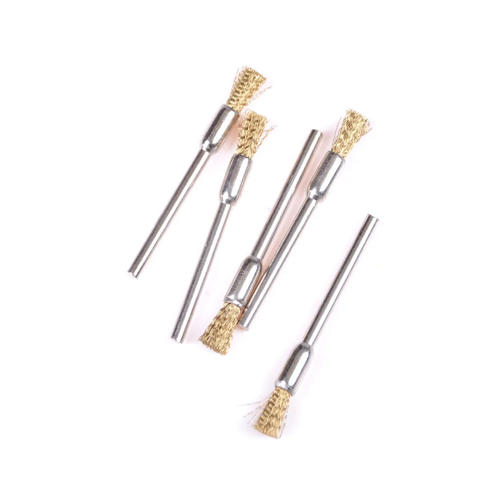 1 Set 5/10pc 미니 와이어 브러쉬 3mm X 5mm 황동 컵 휠 그라인더 또는 드릴 로타리 도구 금속 녹 제거 브러시 도구