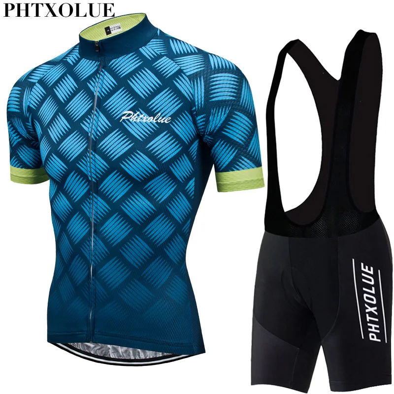 Phtxolue 2020 Cycling Set Men Cycling Clothing Bike Clothing Breathable Anti-UV Bicycle Wear Kit Suit Cycling Jersey Sets