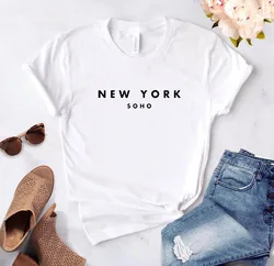 T-shirt da donna New York Soho alphabet cotton funny T-shirt ladies Top Tee T-shirt alla moda Harajuku