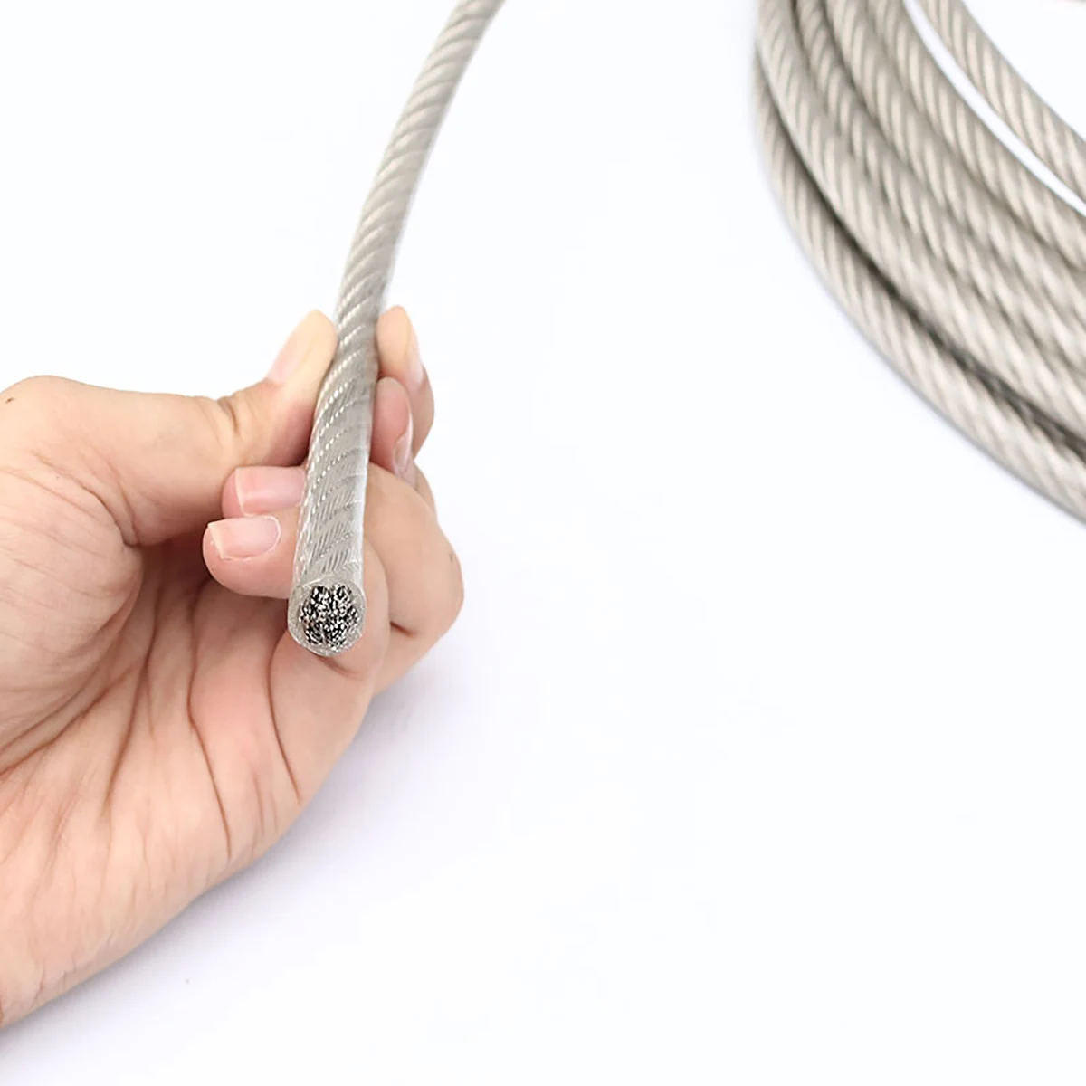 1 Meter  Diameter 3mm 4mm 5mm 6mm 8mm 10mm 12mm Wire Rope PVC Transparent Coated Cable 304 Stainless Steel Rope Clothesline