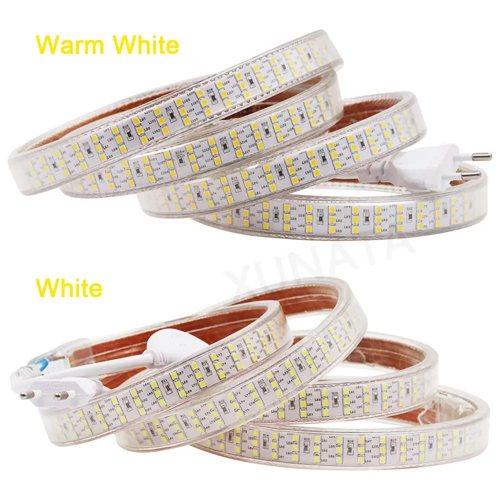 2835 LED Strip Light 220V 230V 240V AC 276LED 120LED Waterproof LED Ribbon Flex LED Lights Home Decoration White /Warm White