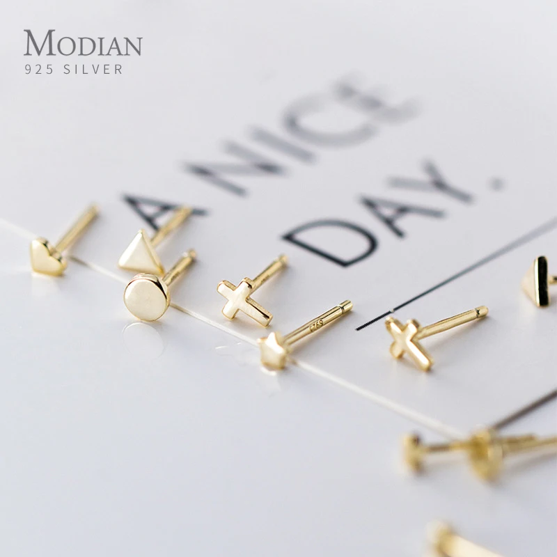 Modian-pendientes de plata de ley 925 con forma de estrella, Cruz, corazón, estrella de mar, joyería fina