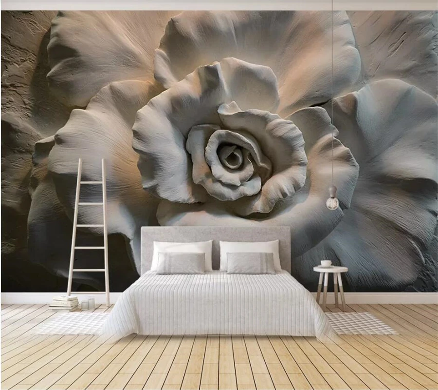 

Custom wallpaper 3D stereo photo mural embossed rose living room bedroom background wall painting papel de parede 3d wallpaper