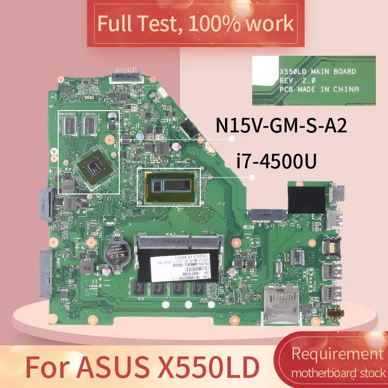 REV.2.0 For ASUS X550LD SR16Z i7-4500U N15V-GM-S-A2 DDR3 Notebook motherboard Mainboard full test 100% work