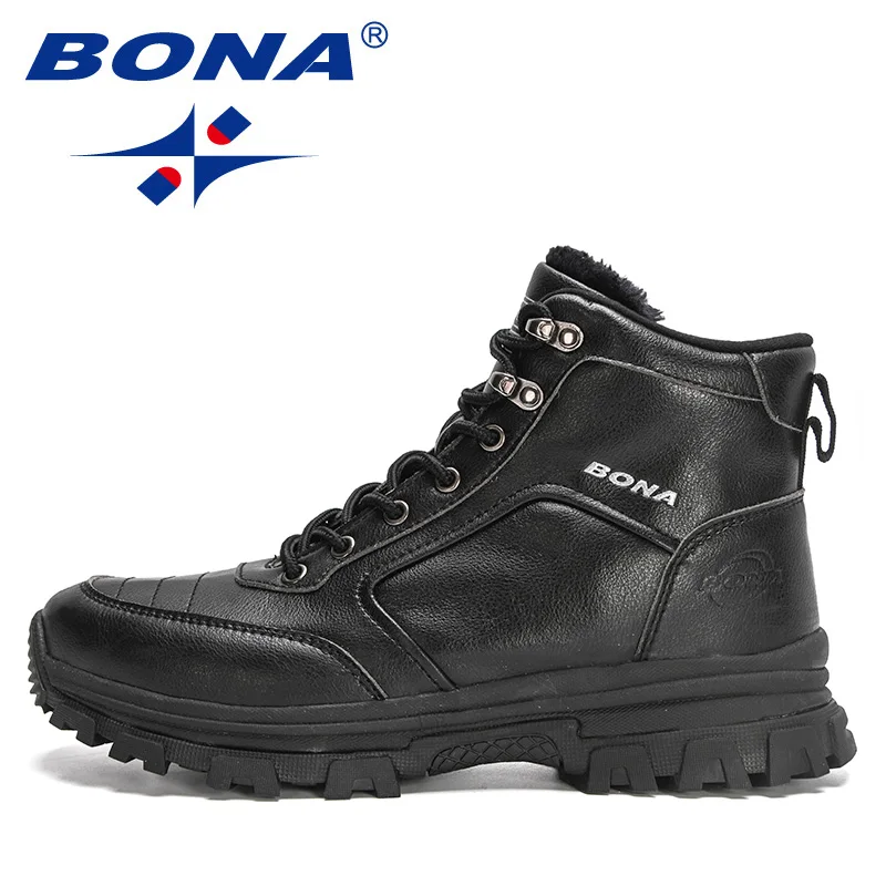 BONA 2022 New Designers Plush Snow Ankle Boots Men Rubber Winter Boots High Top Anti-Slip Shoes Man Luxury Brand Boot Mansculino