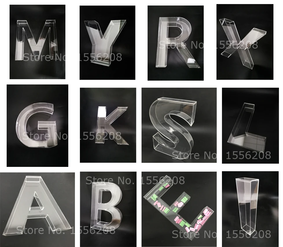 Freestanding Acrylic Fillable Letter A English Alphabet Small Collection Gift Box Wedding Party Room Table Decoration Crafts