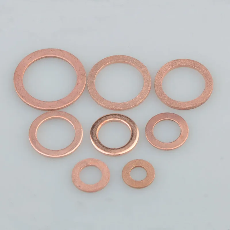 300PCS Copper Sealing Solid Gasket Washer Set Flat Ring Oil Seal Gasket  Assortment Kit M5-M20 for Sump Plugs Accessories