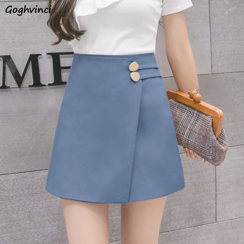 Skirts Women Solid Button Simple Summer Chiffon Lightweight Office Lady Mini Skirt All-match Slim Korean Style Fashion Irregular